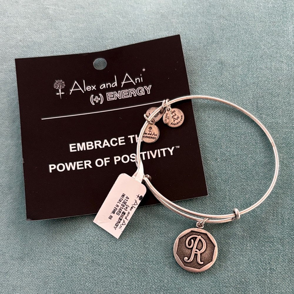 Alex and Ani Silver Initial Charm Bangle